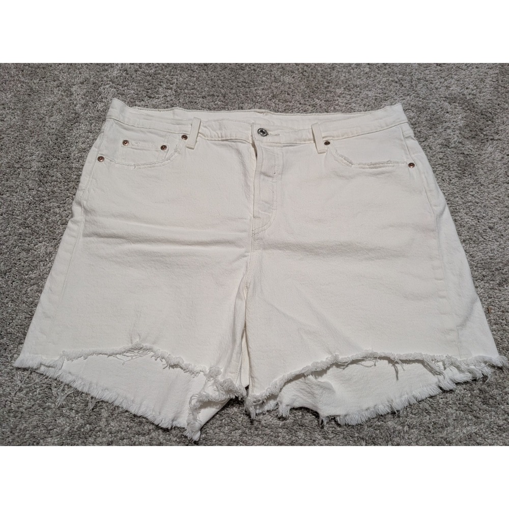Levi's Denim Shorts Womens 16W White 501 Original Cut Off High Rise Raw Hem Boho